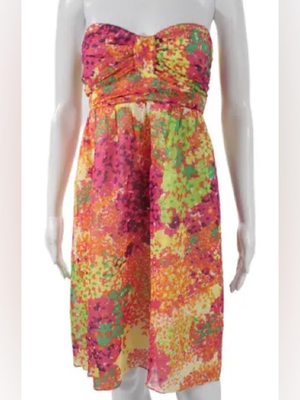 Shoshana multicolored silk chiffon strapless dress. Size 2